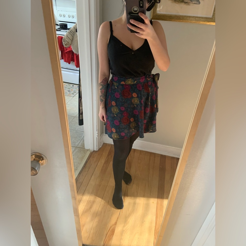 American apparel floral wrap skirt
